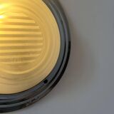 Vintage modernist wall lamp, chrome and sandblasted glass, France 1930