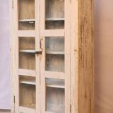 Old display case in Burmese teak with a white-ecru patina
