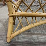 Lit en rotin des années 1960 avec son sommier métal.