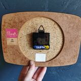 Vintage formica clock rectangular silent wall pendulum "Black transistor flash"