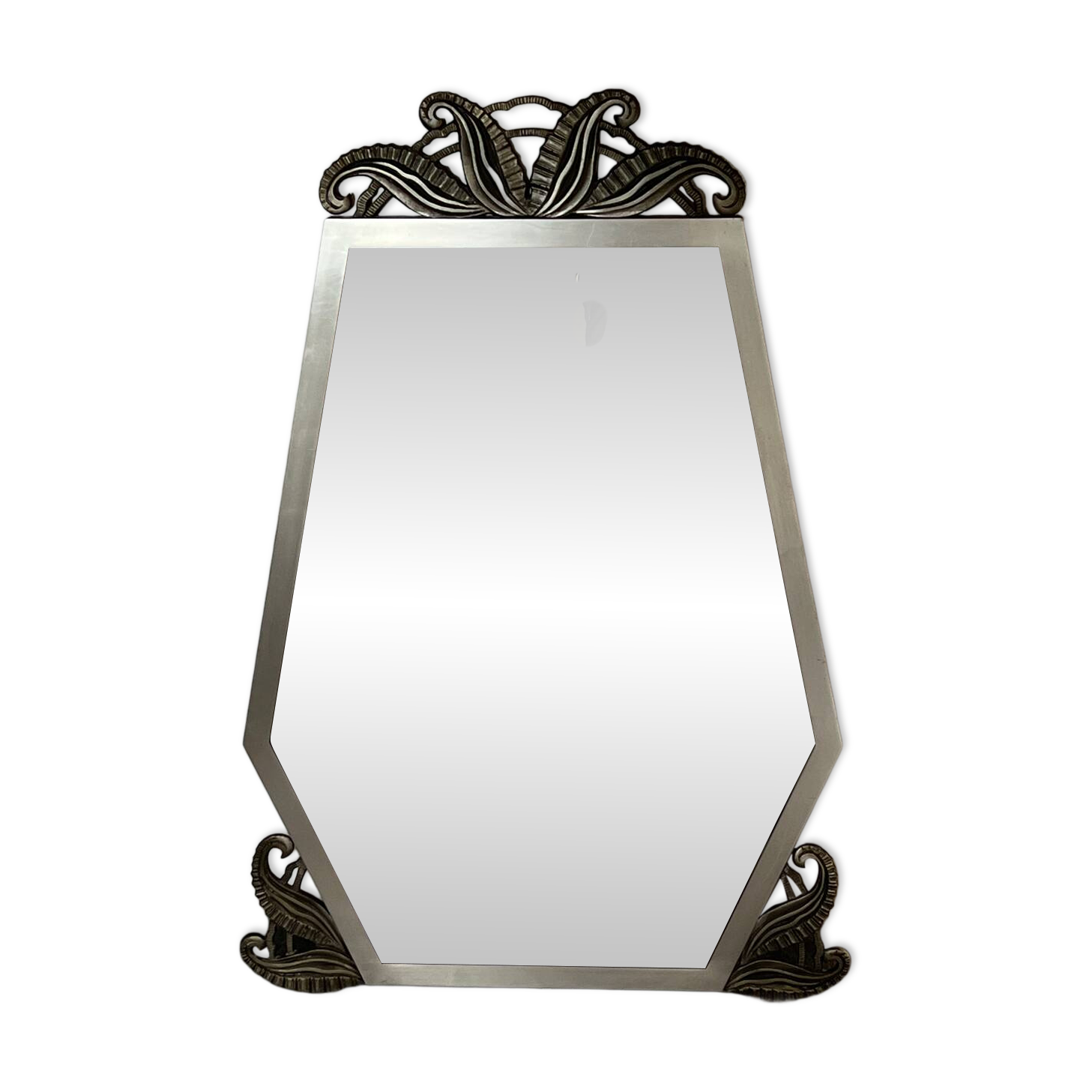Art Deco mirror in nickel-plated bronze