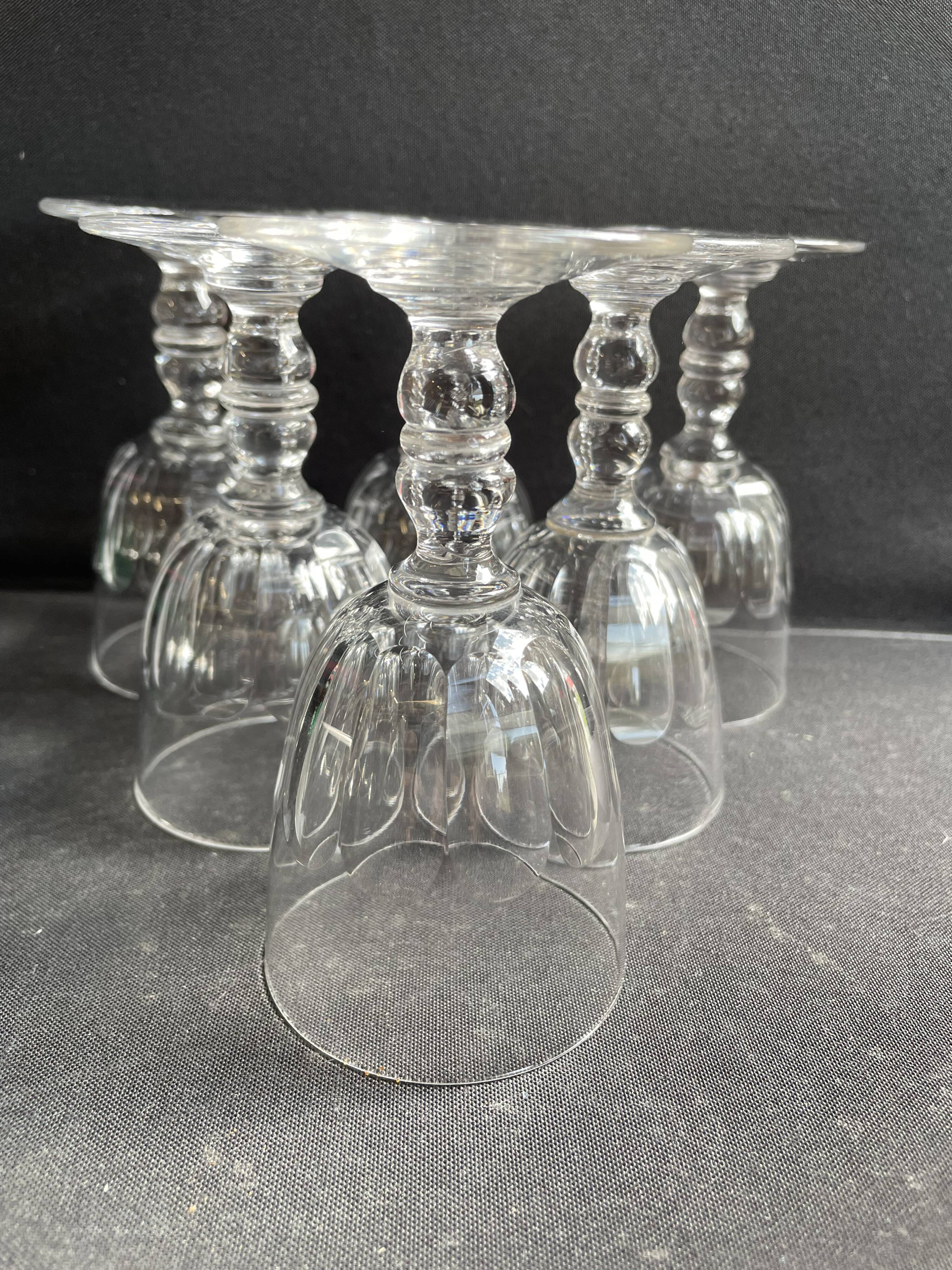 6 Baccarat Clermont 19th century cooked wine glasses