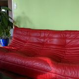 LIGNE ROSET Togo Sofa Indiana Red Leather Michel Ducaroy