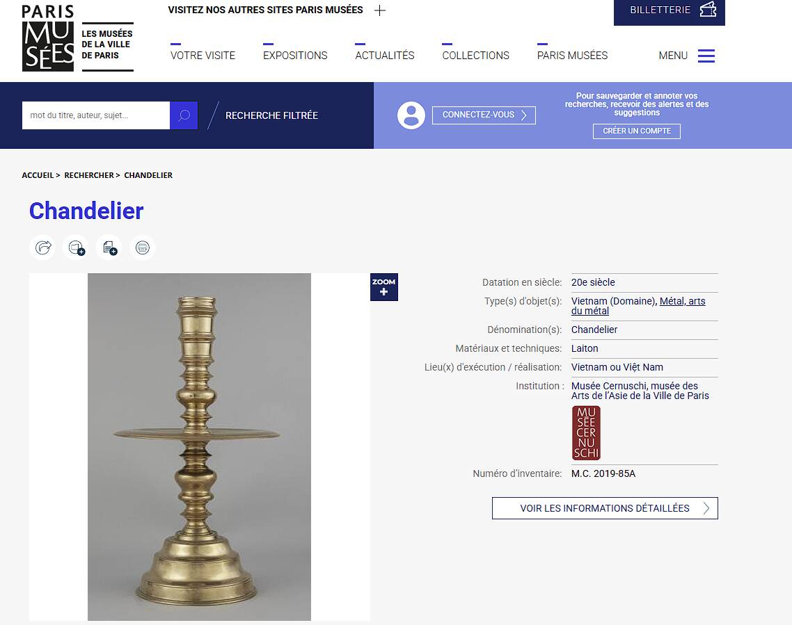 Pair of altar candlesticks in brass, Vietnam, 20th century