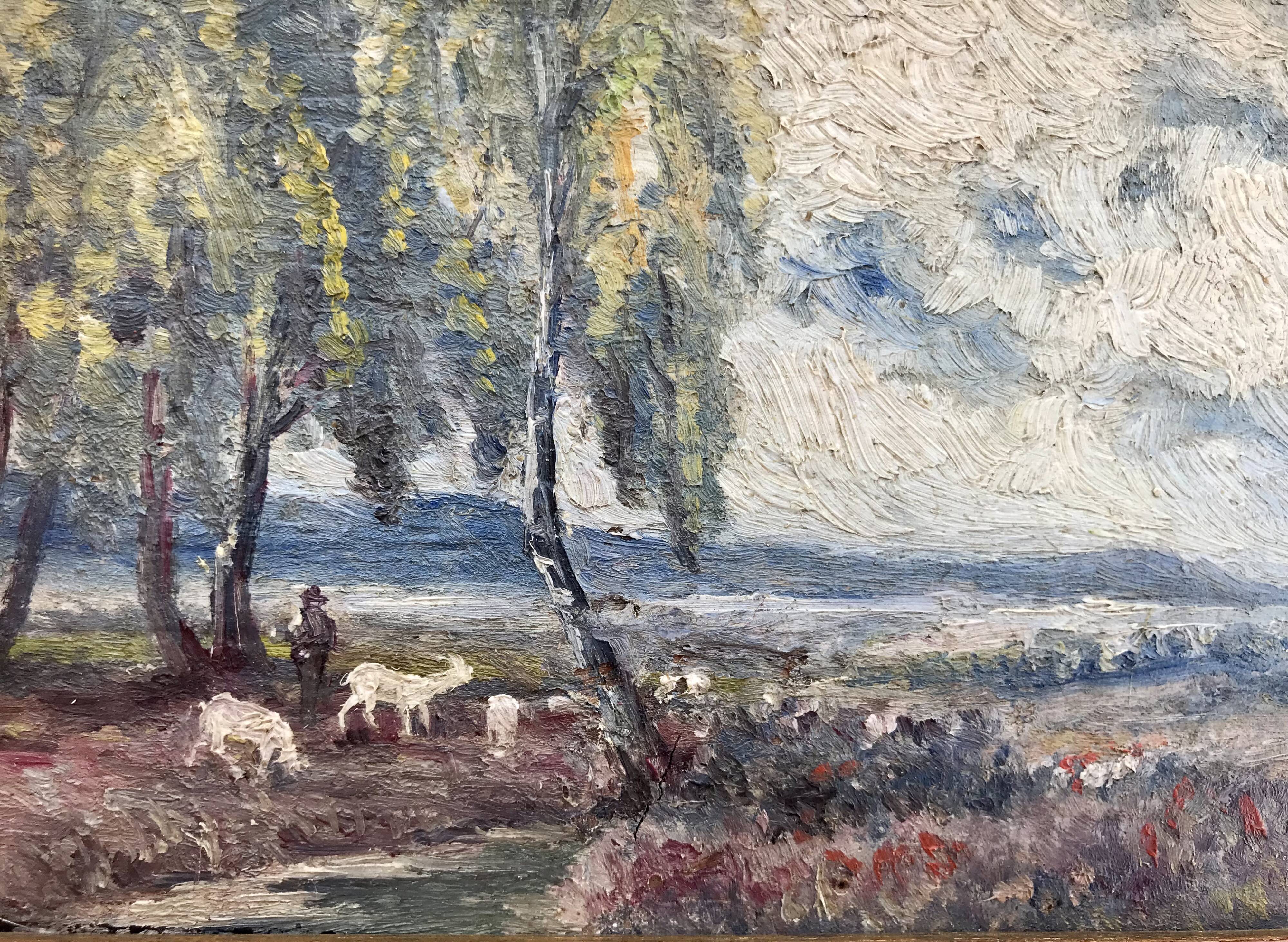 Painting, herd of goats and its keeper, 19th century