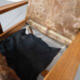 Brutalist oak lounge chair and ottoman