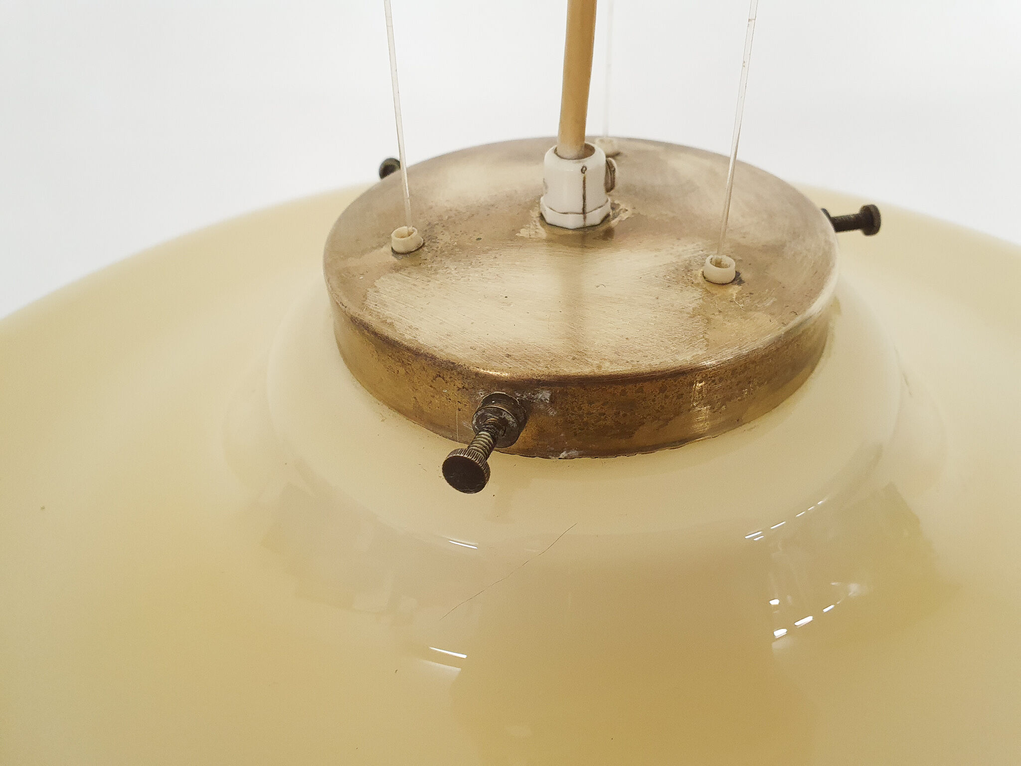 Mid-century modern yellow glass pendant light 1960's