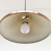 Suspension vintage rouge cuivre aluminium perforaté