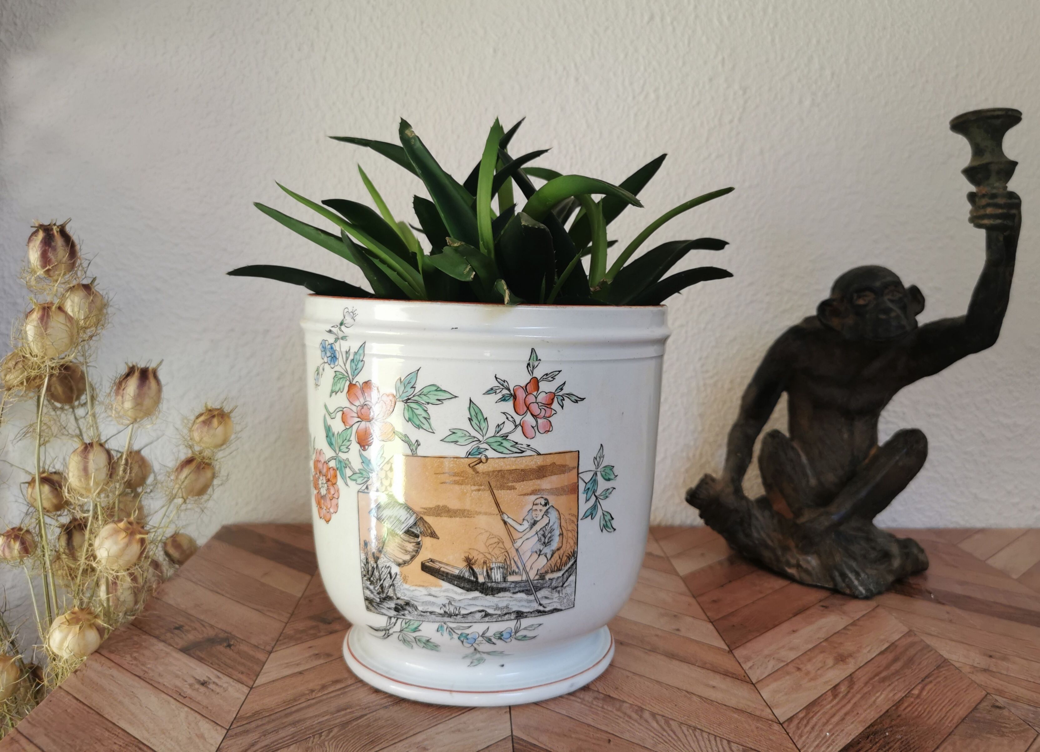 Cache pot earthenware Luneville Japan