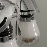 Mazzega Mid-Century Modern Italian Murano Glass and Steel Chandelier, 1970s