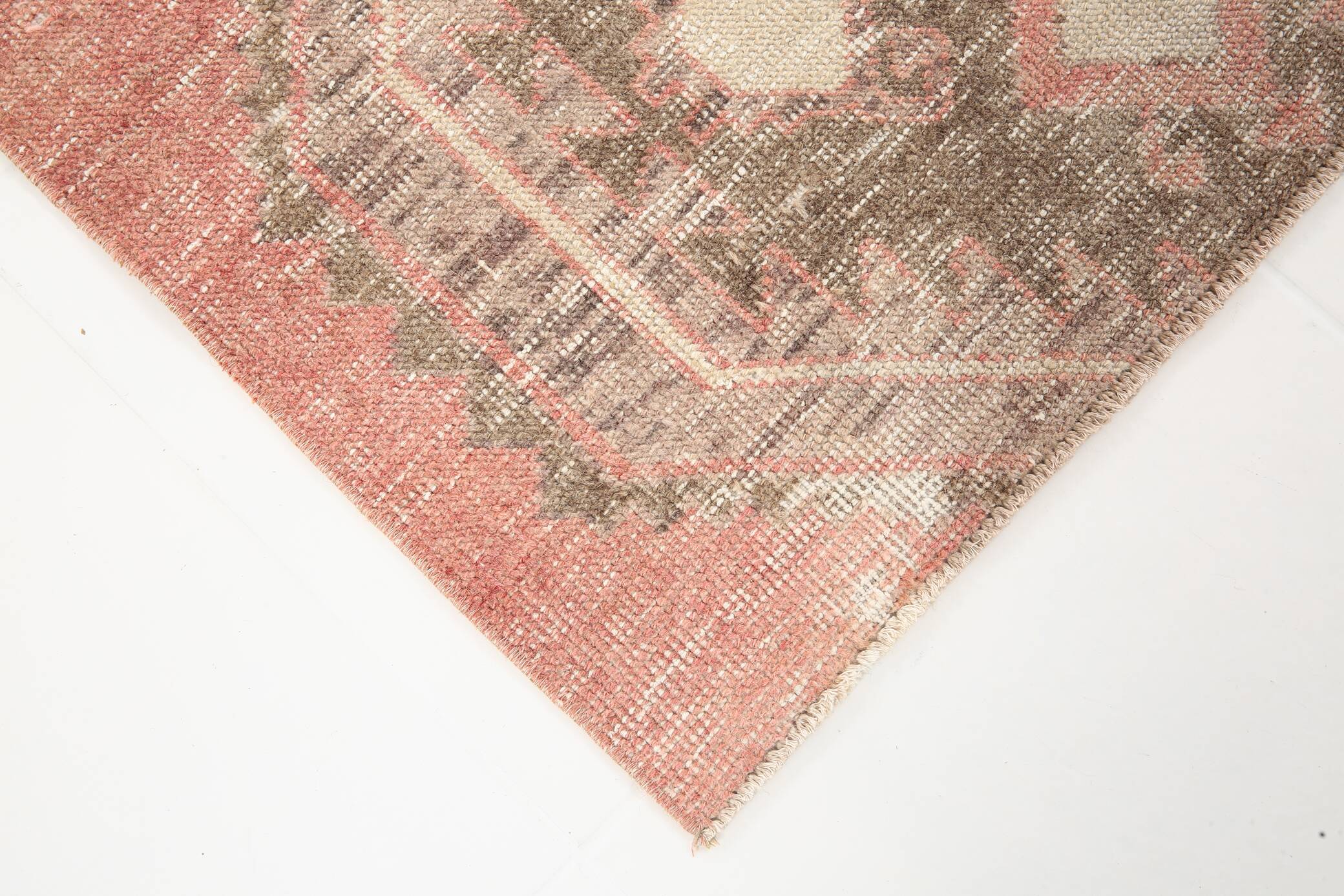3x12 Soft Pastel Pale Red Turkish Vintage Runner Rug