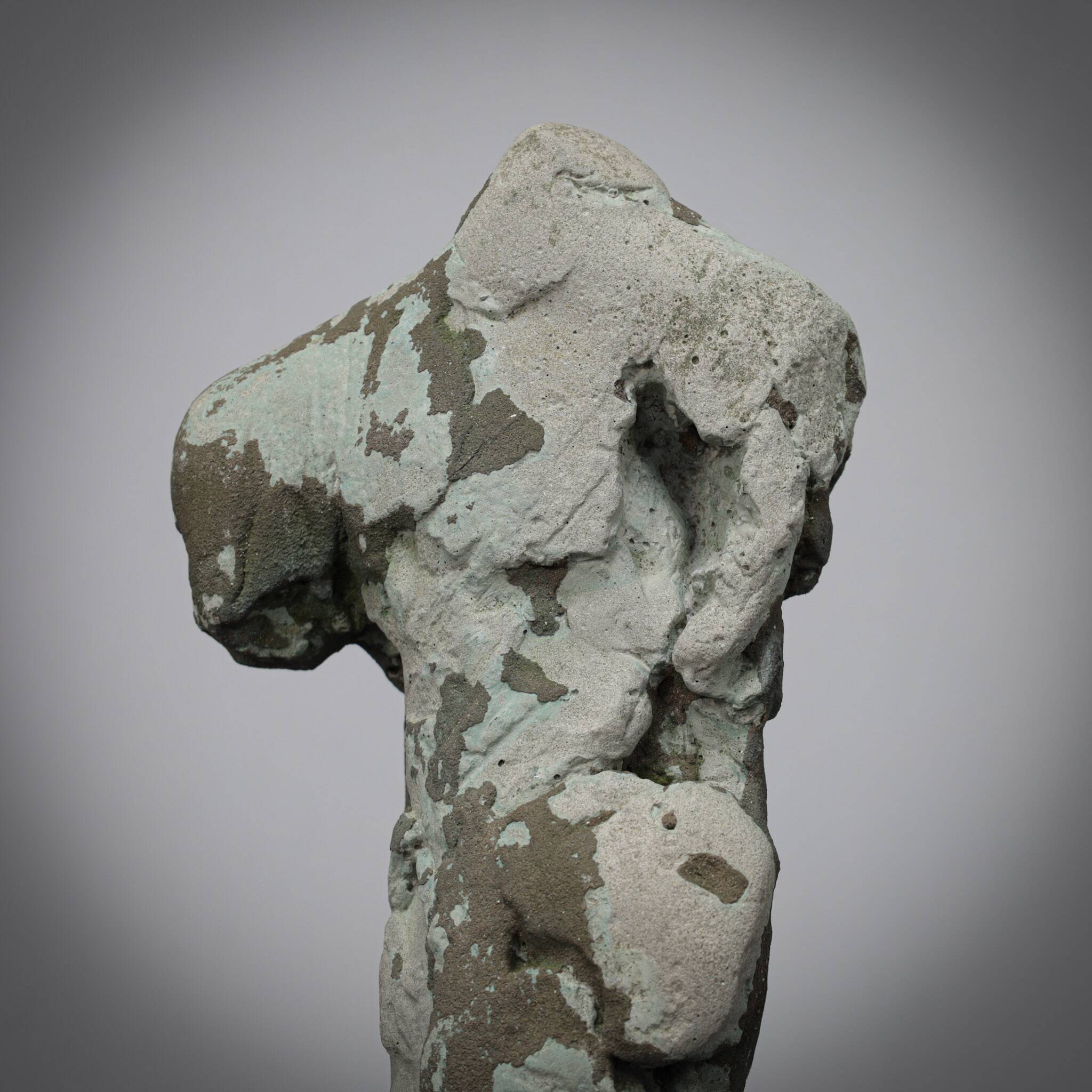 Pair of male torso sculptures by Francine Govers, 1990s