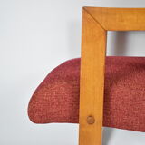 Fauteuil d'origine vintage "Relax", années 1960, Europe de l'Est, rénové, tissu rouge