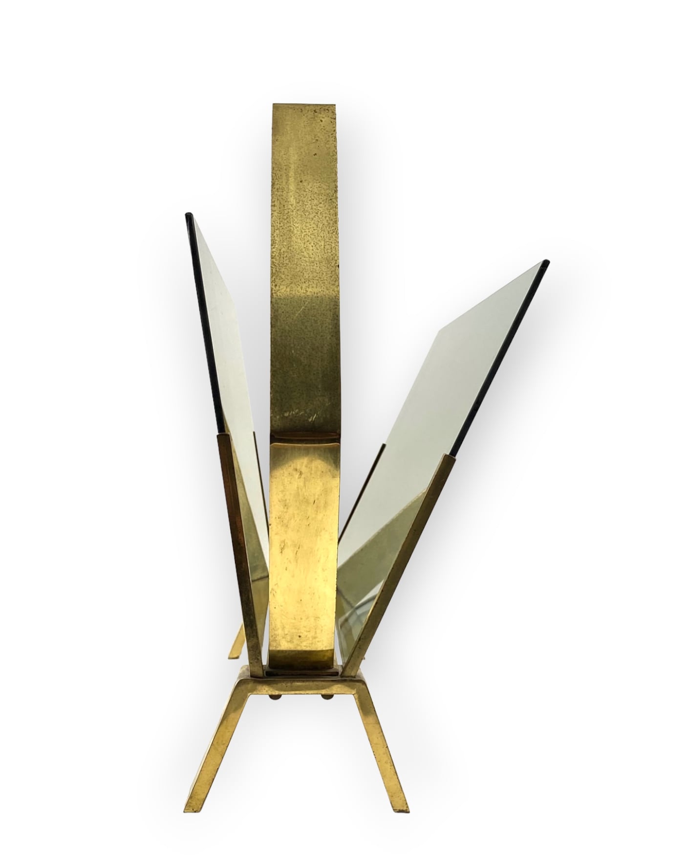 Modern brass magazine rack,  Italy 1970