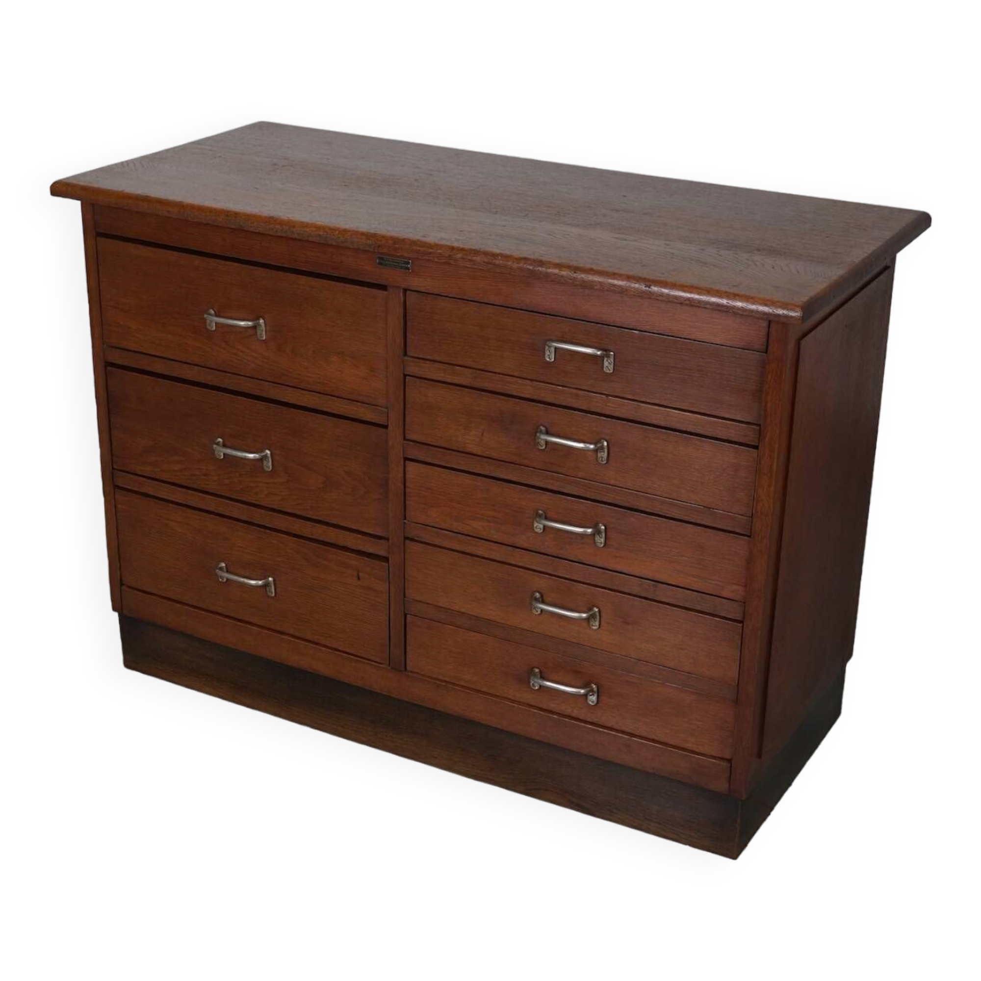 Dutch Industrial Oak Apothecary Cabinet, Mid-20th Century