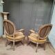 Pair of Louis XVI style medallion armchairs