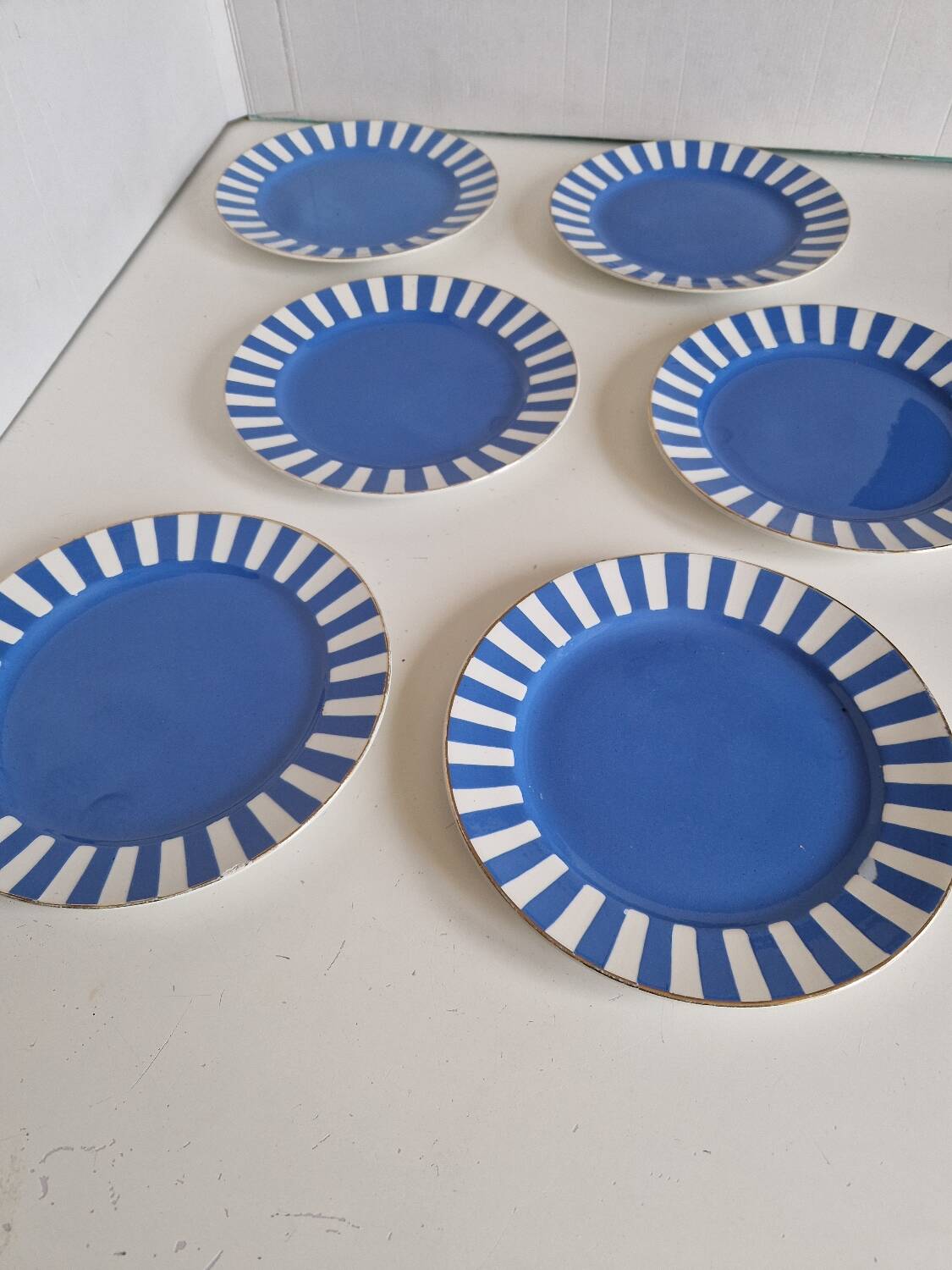 Set of 6 dessert plates, Fox trott model, Sarreguemines factory