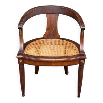 19th century Louis XVI caned gondola office chair