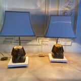 Paire de lampes vintages en bronze doré, visage de pharaon, 1970
