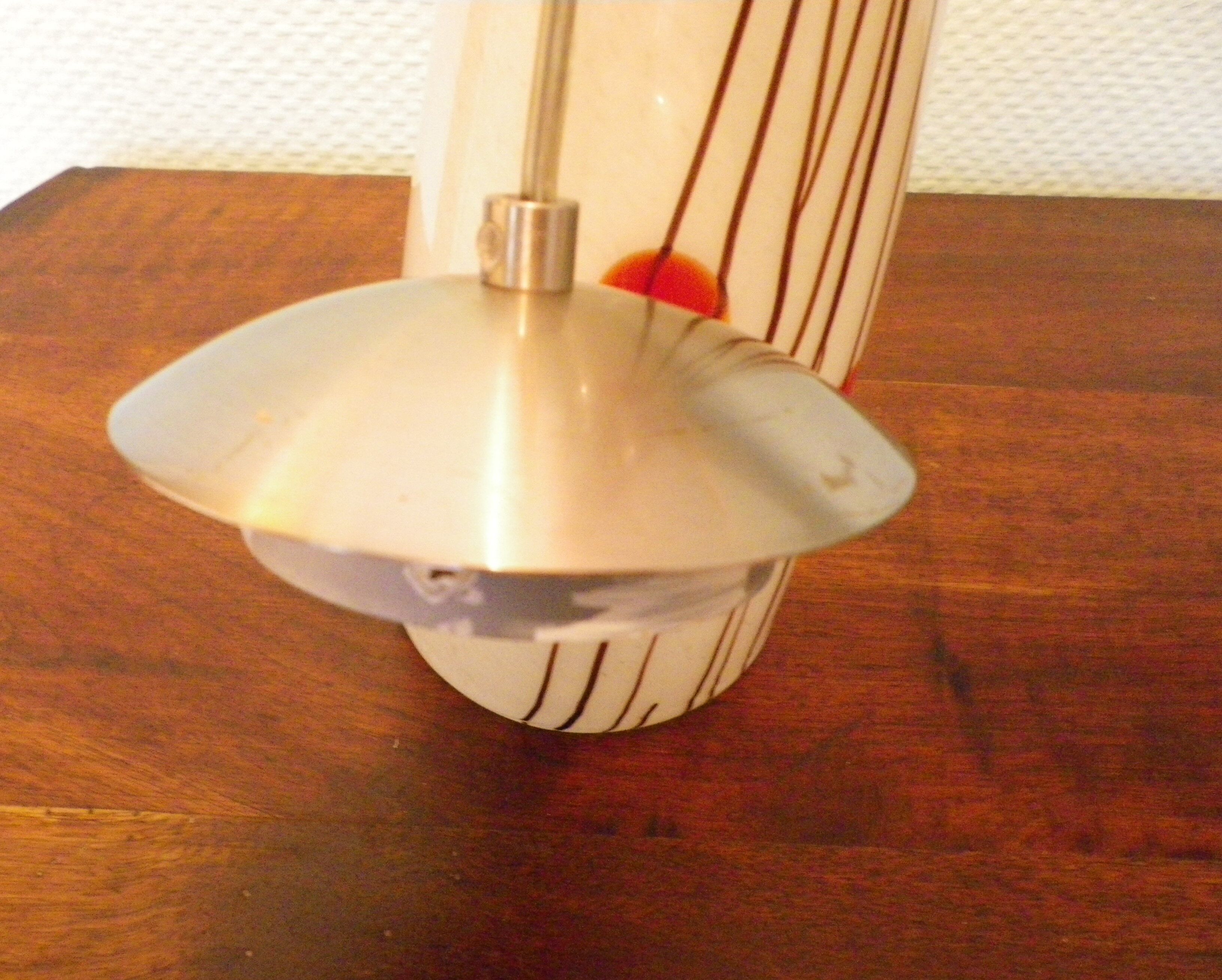 Art deco pendant lamp from the 70s, opaline, chrome metal