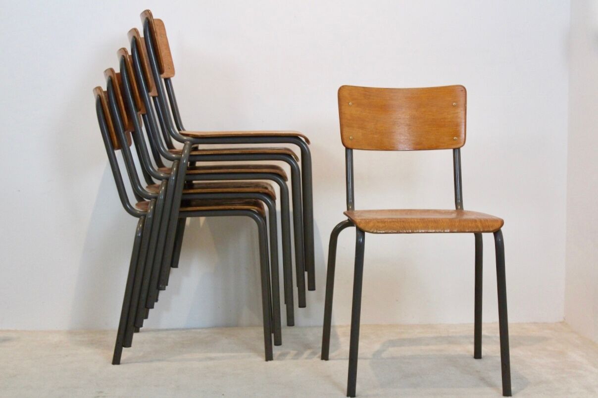 Dutch-designed plywood industrial chairs