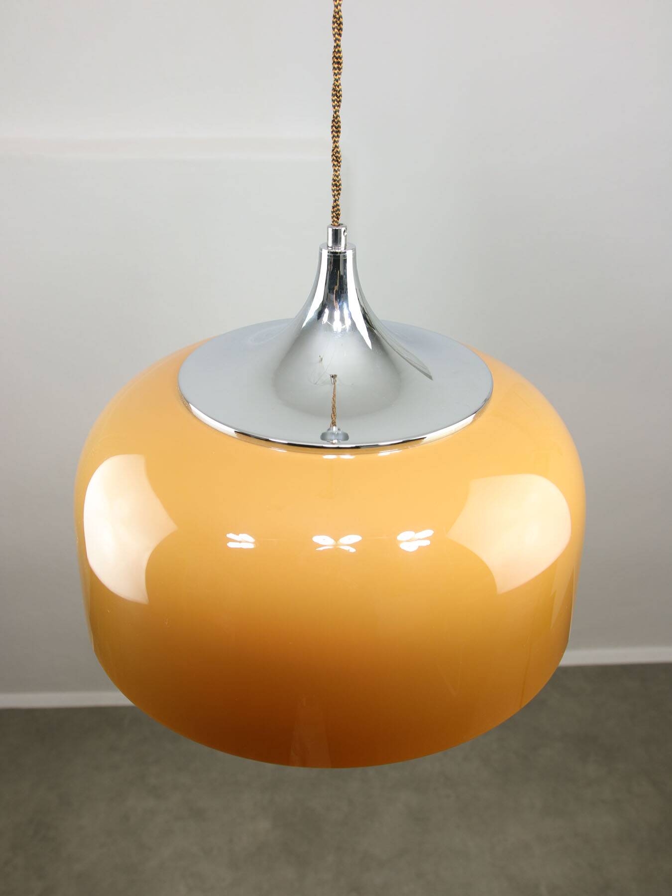 Space Age Brown Pendant Lamp from Guzzini, 1960s