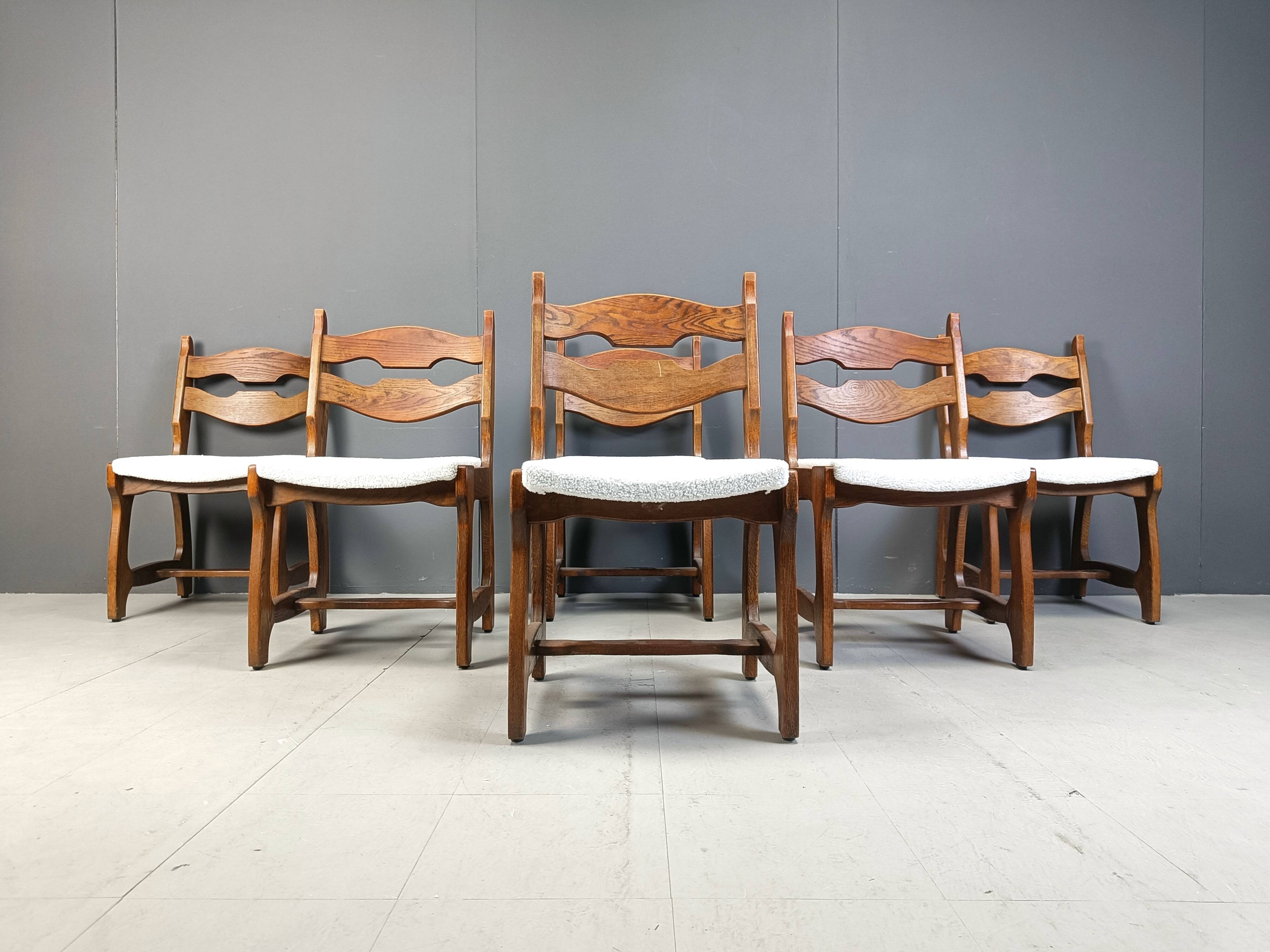 Set of 6 brutalist dining chairs, 1970s