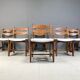 Set of 6 brutalist dining chairs, 1970s