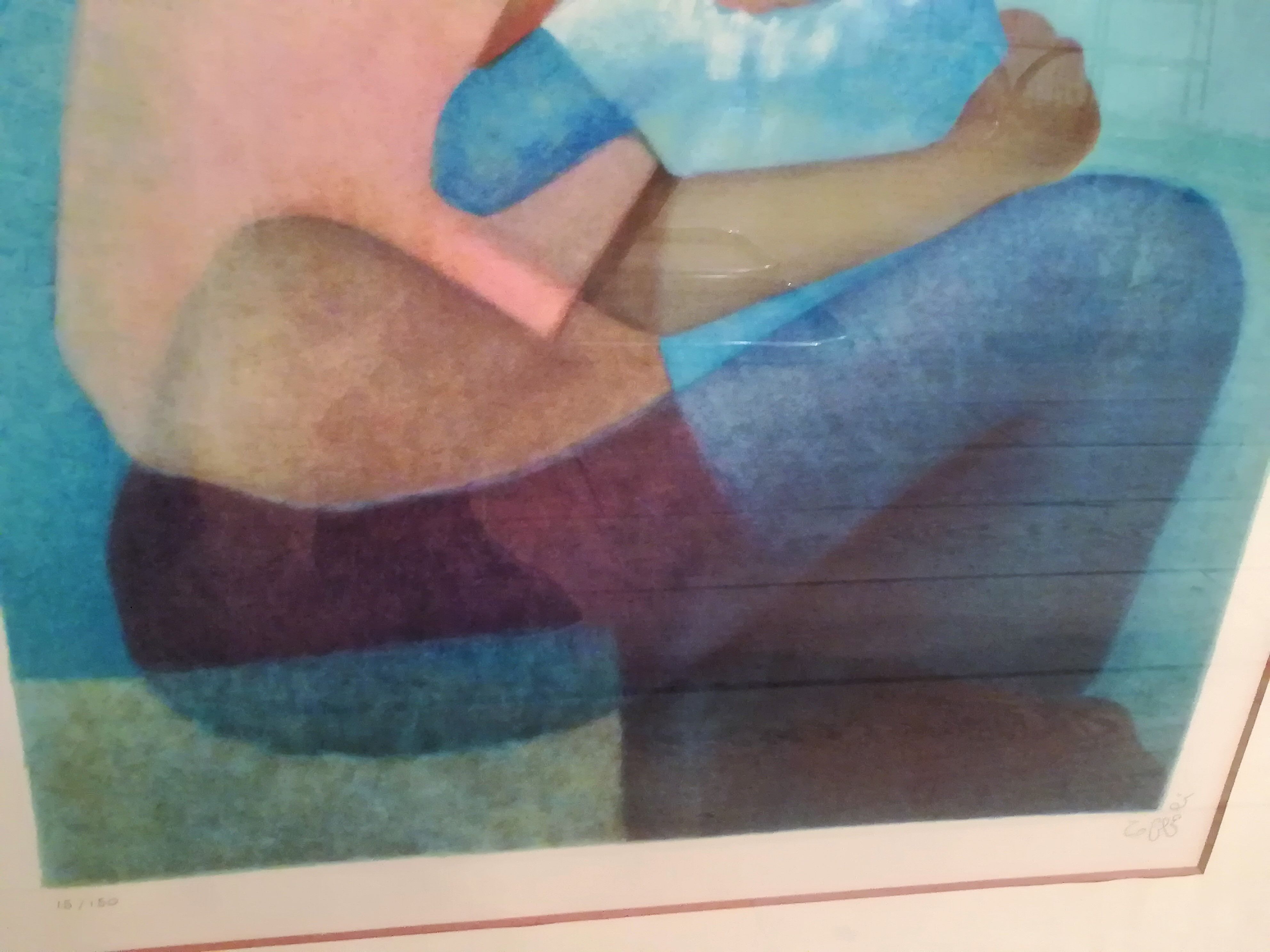 Lithography of Louis Toffoli "pink motherhood"