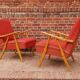 Pair of czechoslovak armchairs red compass feet annee 60