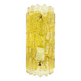 Applique Murale Scandinave en Verre Ambré et Laiton par Carl Fagerlund pour Orrefors & Lyfa, 1960s