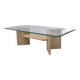 Italian Coffee Table in Travertine and Facet Cut Glass, 1980s