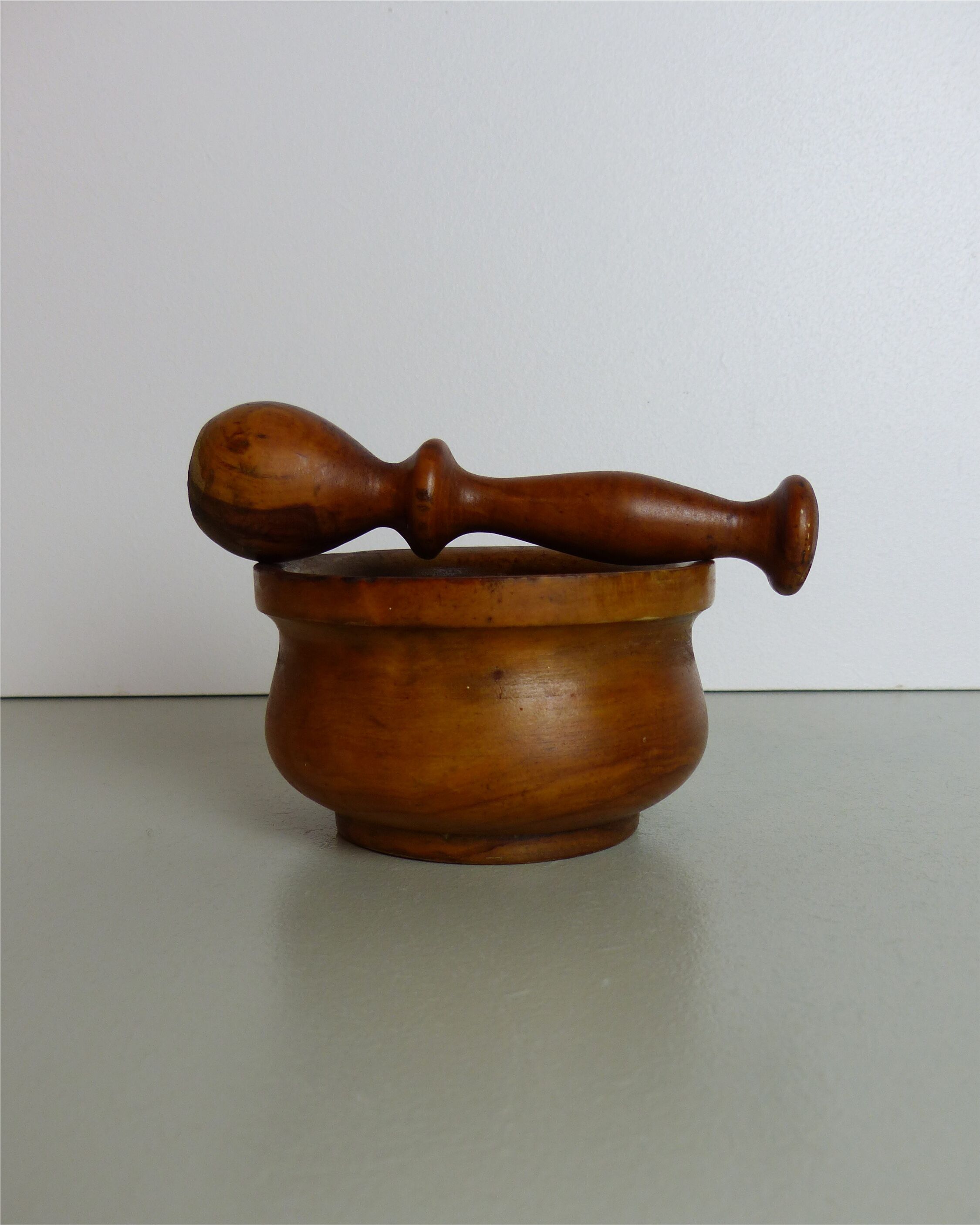 Wooden mortar and pestle
