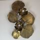 Large lily pad ceiling light in gilded brass Hollywood Regency — 7 lights — 1970