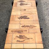 Vintage ceramic coffee table decorated with herbarium decoration Roger Capron