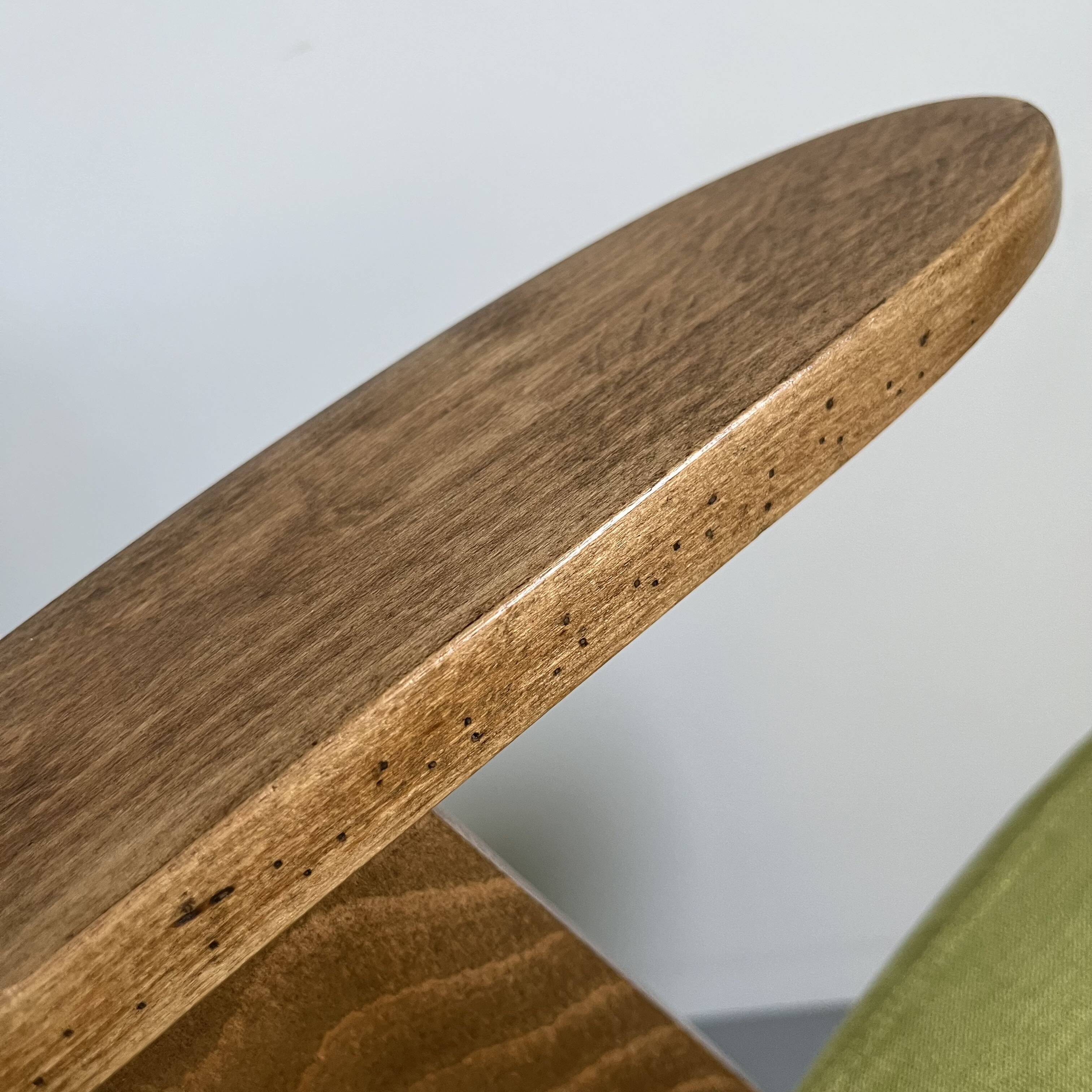 Vintage Mid-Century Modern Armchair: Lime Green Fabric and Beech Wood Frame