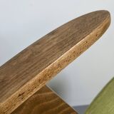Vintage Mid-Century Modern Armchair: Lime Green Fabric and Beech Wood Frame