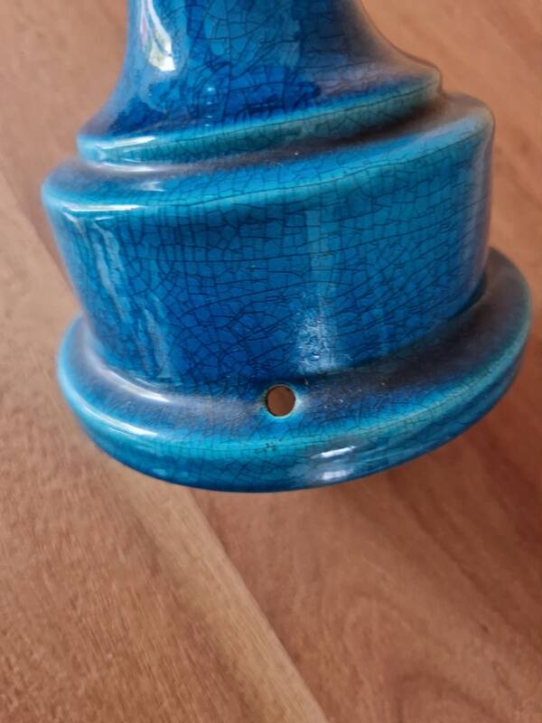 Pol Chambost (1906-1983) - Lamp base in blue crackled ceramic