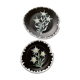 Two plates, decorative dishes edelweiss patterns in glazed ceramic signed SF vintage