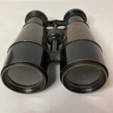 Old pair of XXth leather-wrapped binoculars