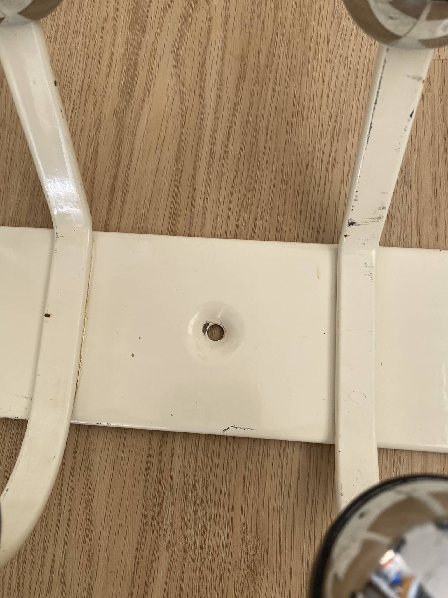 Vintage metal wall coat rack with ten hooks from the 70s