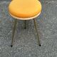 Scandinavian tripod stool in yellow leather and gold brass 1950
