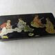 Old pen tray, Asian scene, in paper maché / boiled cardboard, Napoleon III