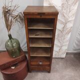 Filing cabinet with sliding shutter, solid wood