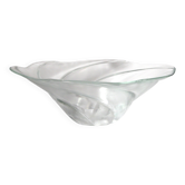 Coupe art-déco en verre pressé légèrement opaque, forme torsadée, 35x12cm