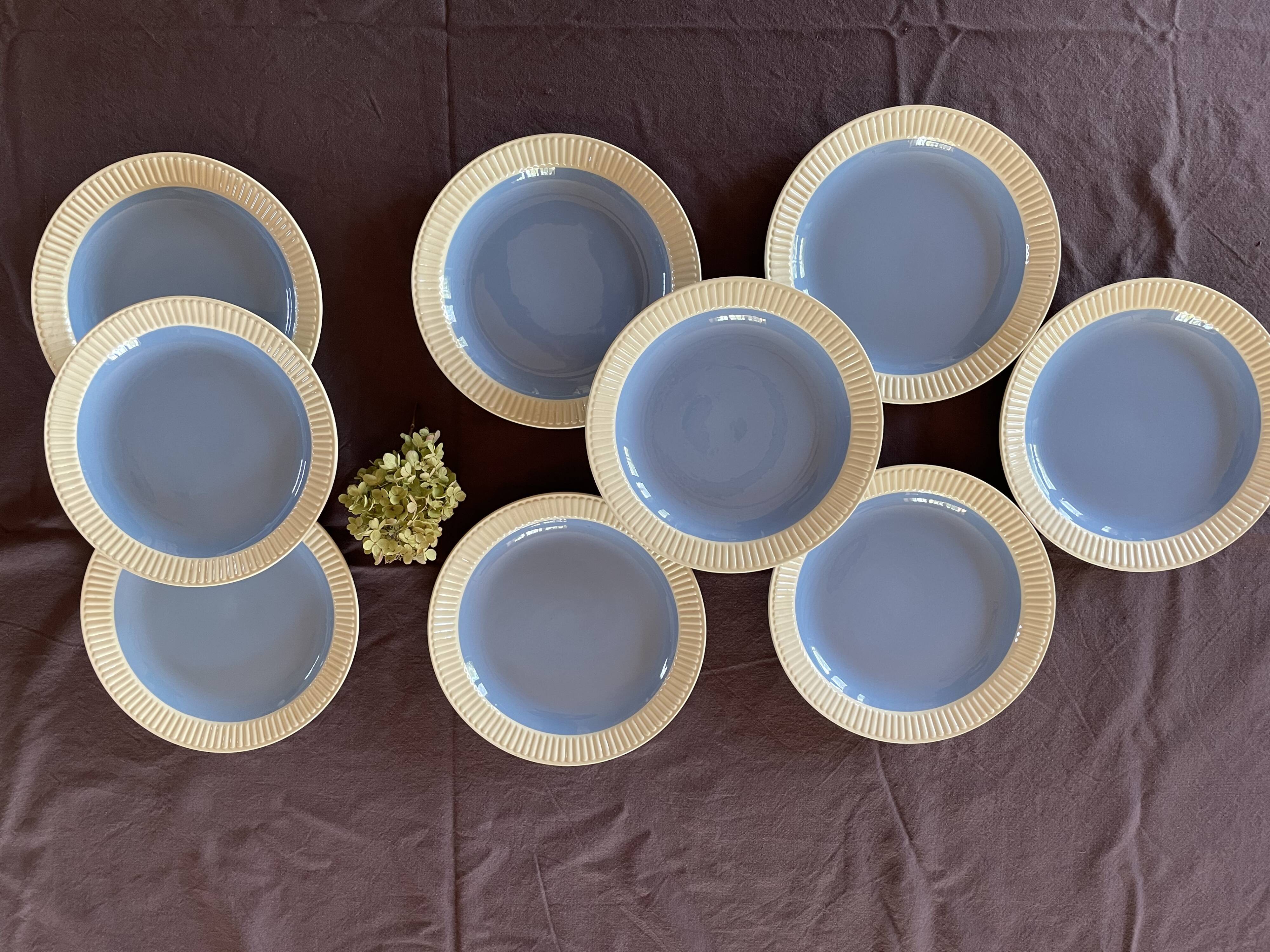 Set of 9 blue dessert plates Villeroy and Boch Model Lido Year 50