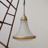 Antique etched glass German pendant light by A.E.G.