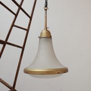 Antique etched glass German pendant light by A.E.G.