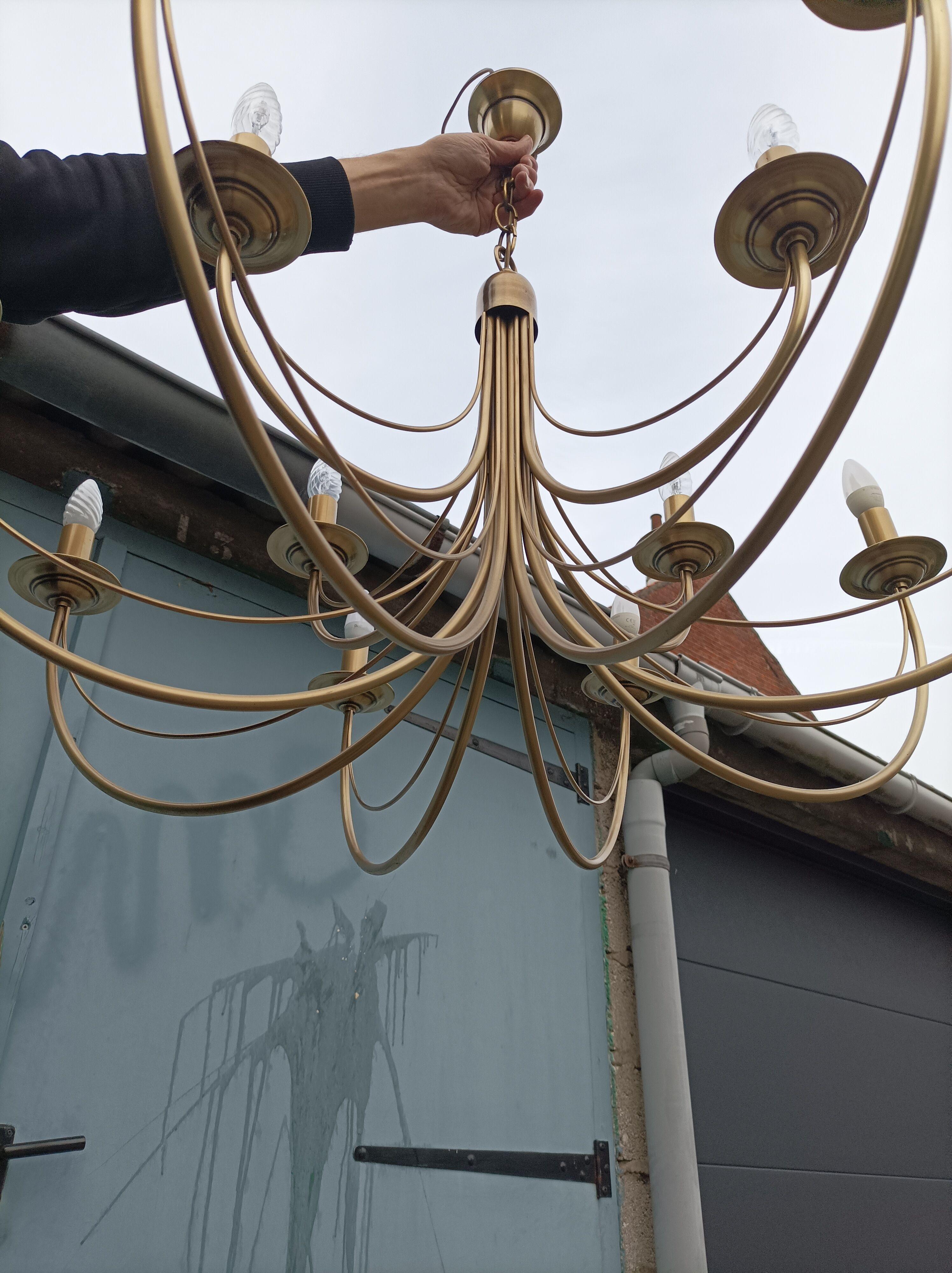 Old chandelier 12 lamps vintage brass lights