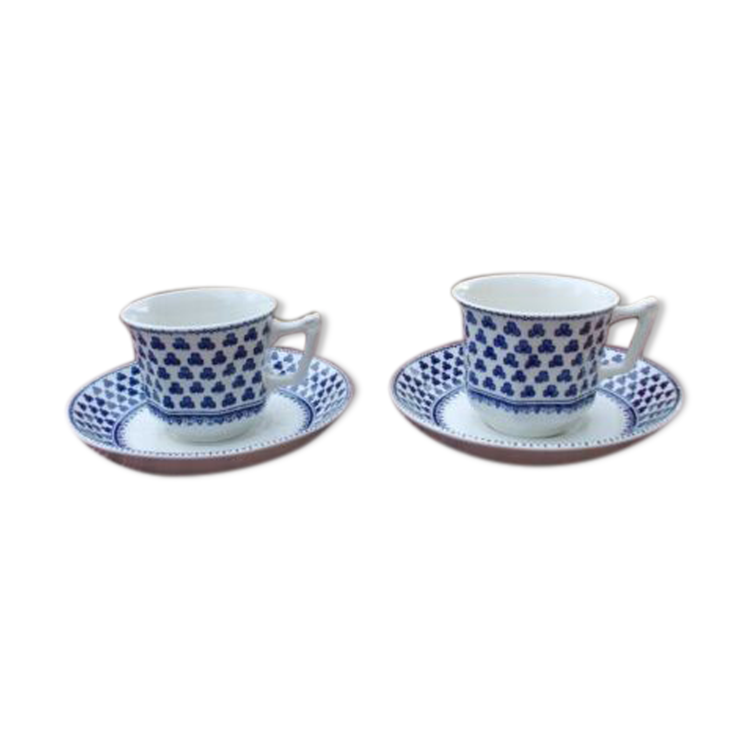 2 cups Adams Brentwood Blue Ironstone coffee